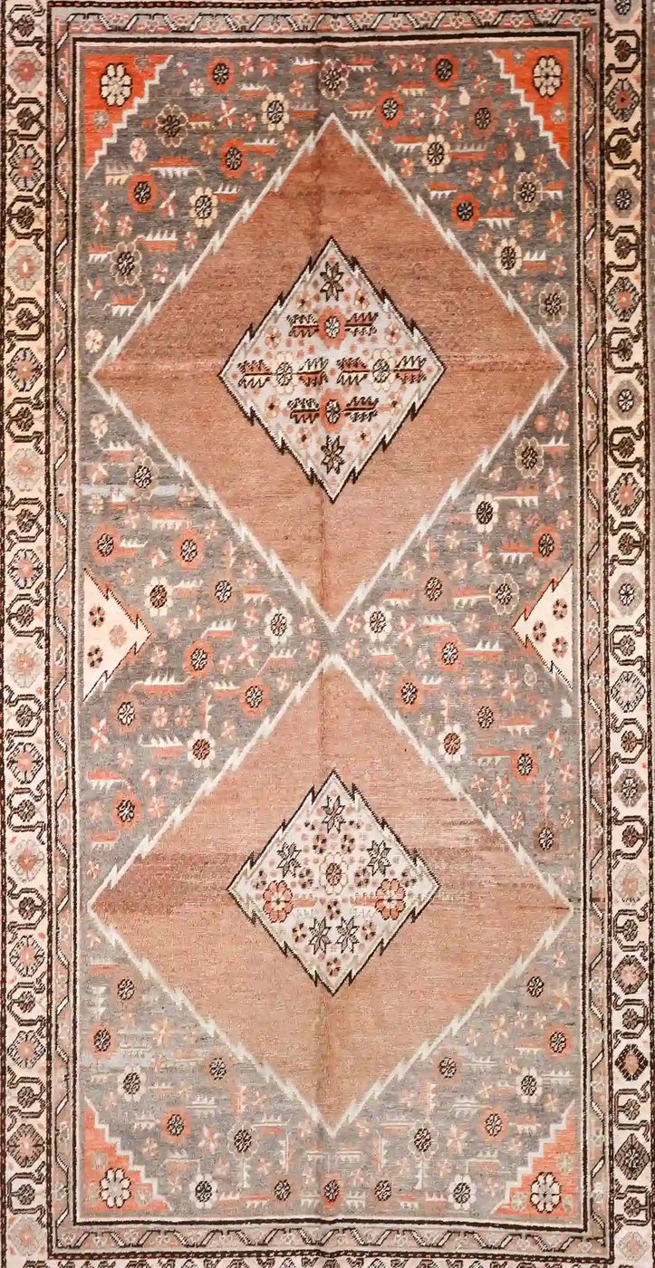 6′ x 12′ Gray Fine Hand-Knotted Central Asian Khotan Rug – Vintage Tribal Wool