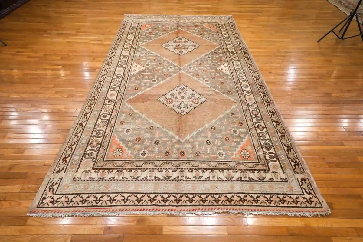 6′ x 12′ Gray Fine Hand-Knotted Central Asian Khotan Rug – Vintage Tribal Wool
