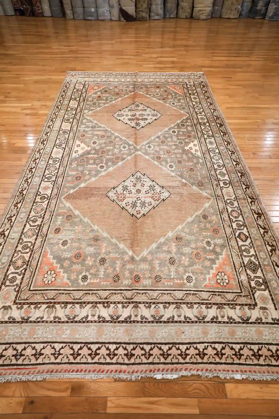 6′ x 12′ Gray Fine Hand-Knotted Central Asian Khotan Rug – Vintage Tribal Wool