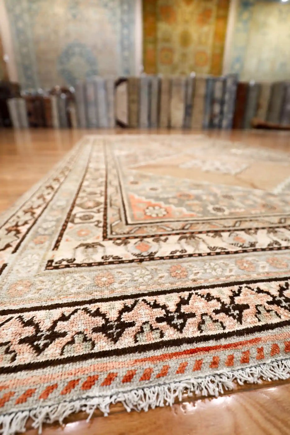 6′ x 12′ Gray Fine Hand-Knotted Central Asian Khotan Rug – Vintage Tribal Wool