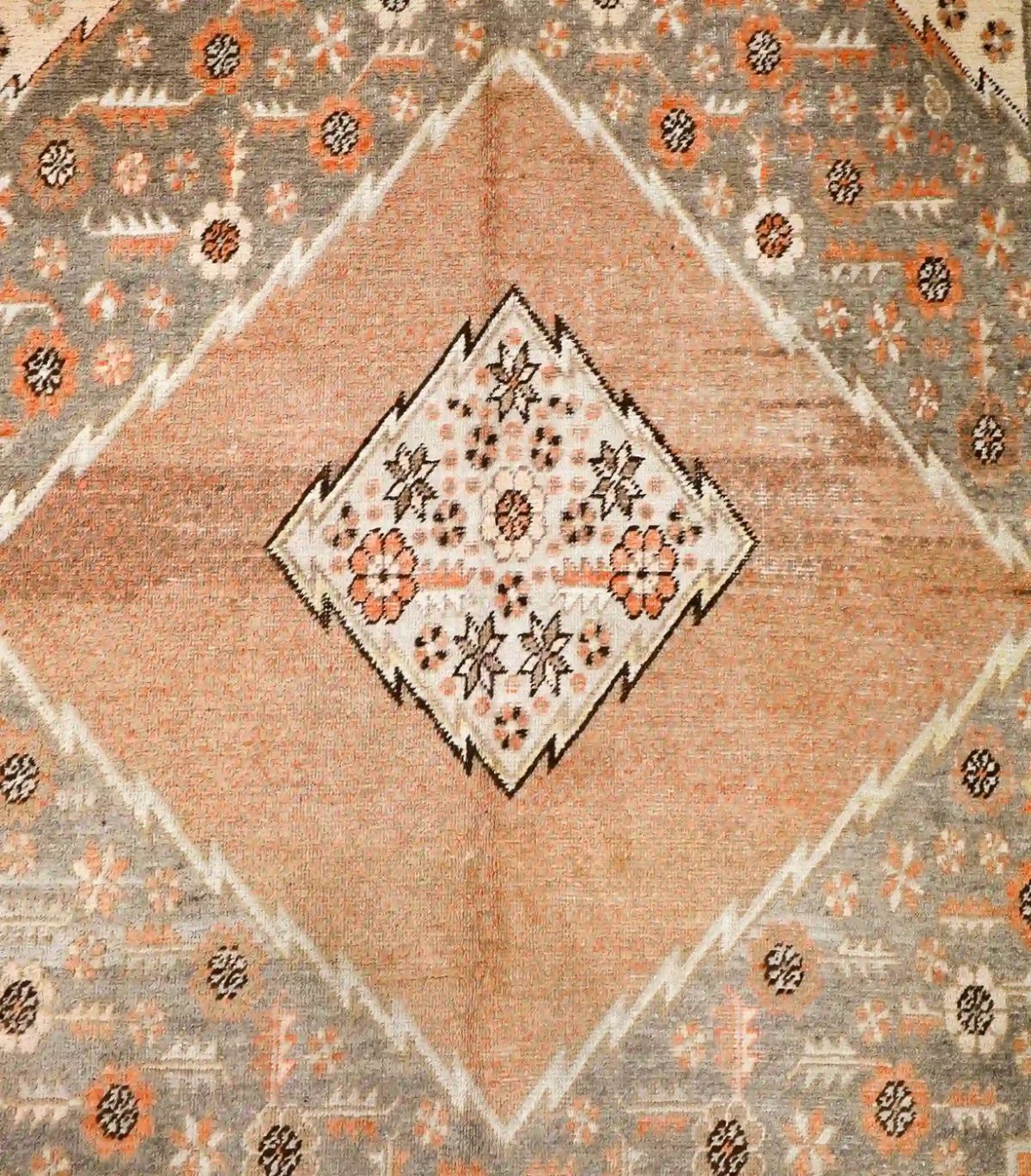 6′ x 12′ Gray Fine Hand-Knotted Central Asian Khotan Rug – Vintage Tribal Wool