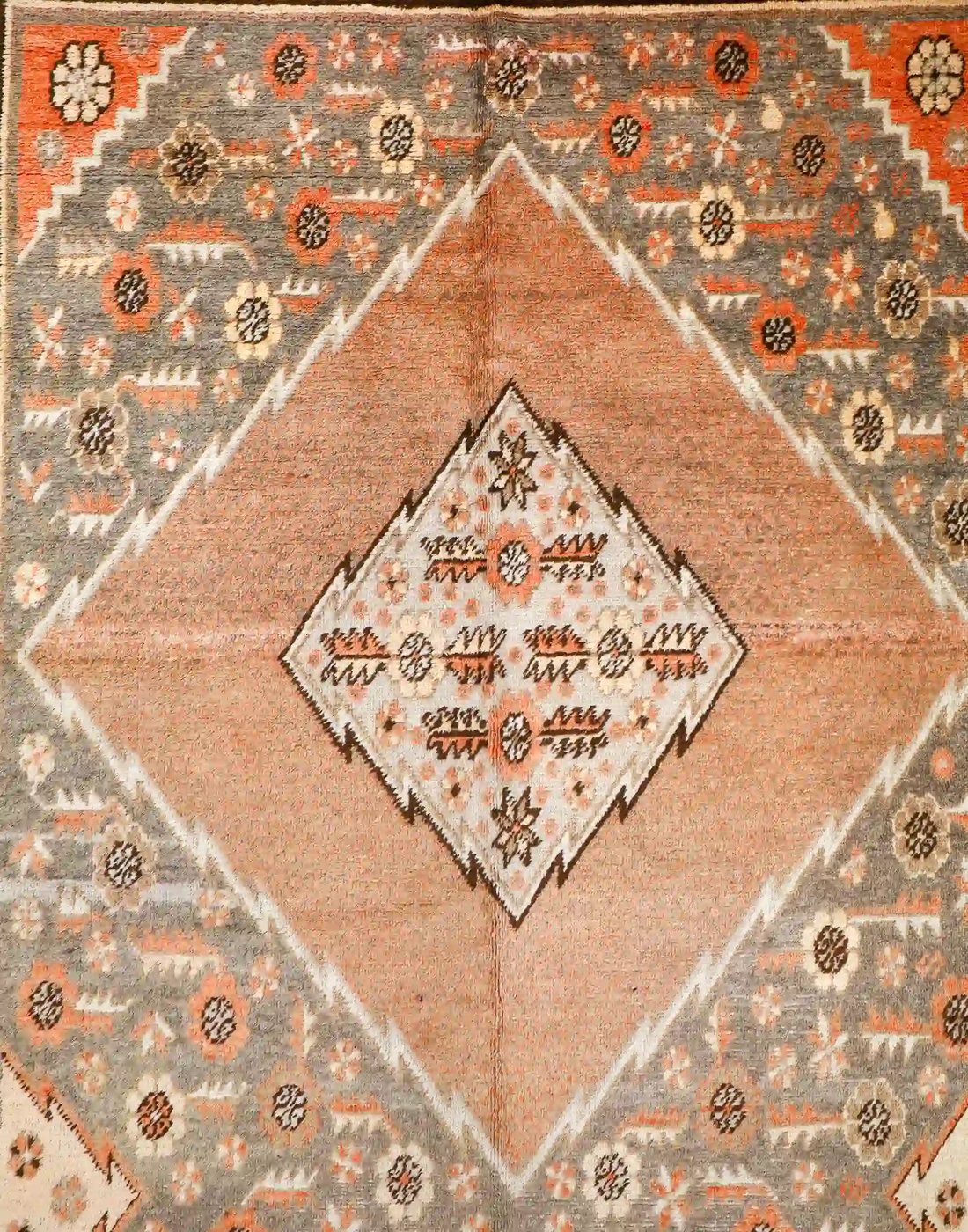 6′ x 12′ Gray Fine Hand-Knotted Central Asian Khotan Rug – Vintage Tribal Wool