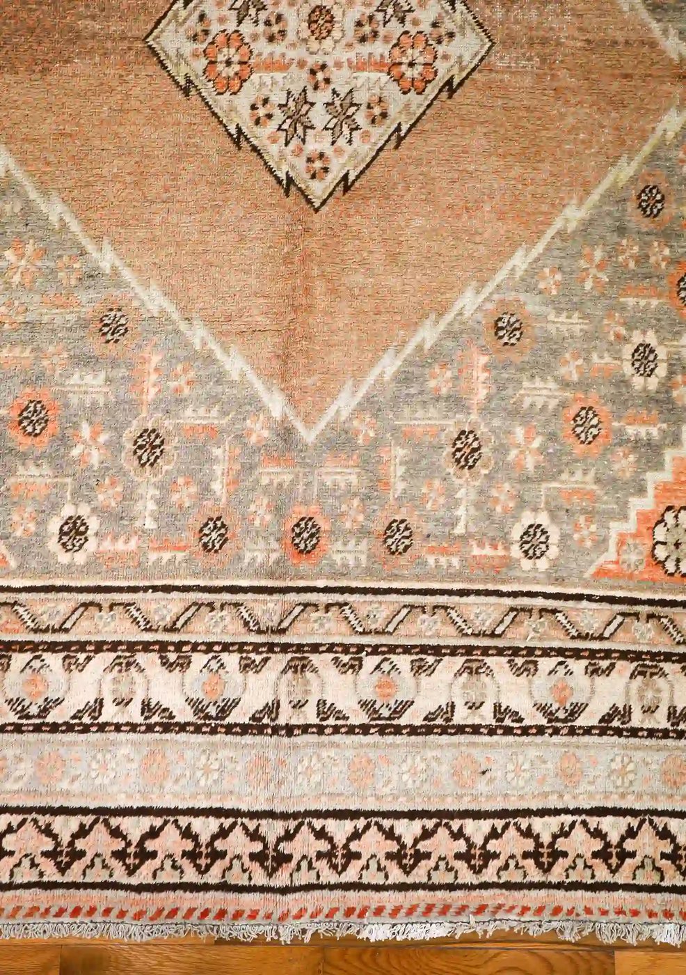 6′ x 12′ Gray Fine Hand-Knotted Central Asian Khotan Rug – Vintage Tribal Wool