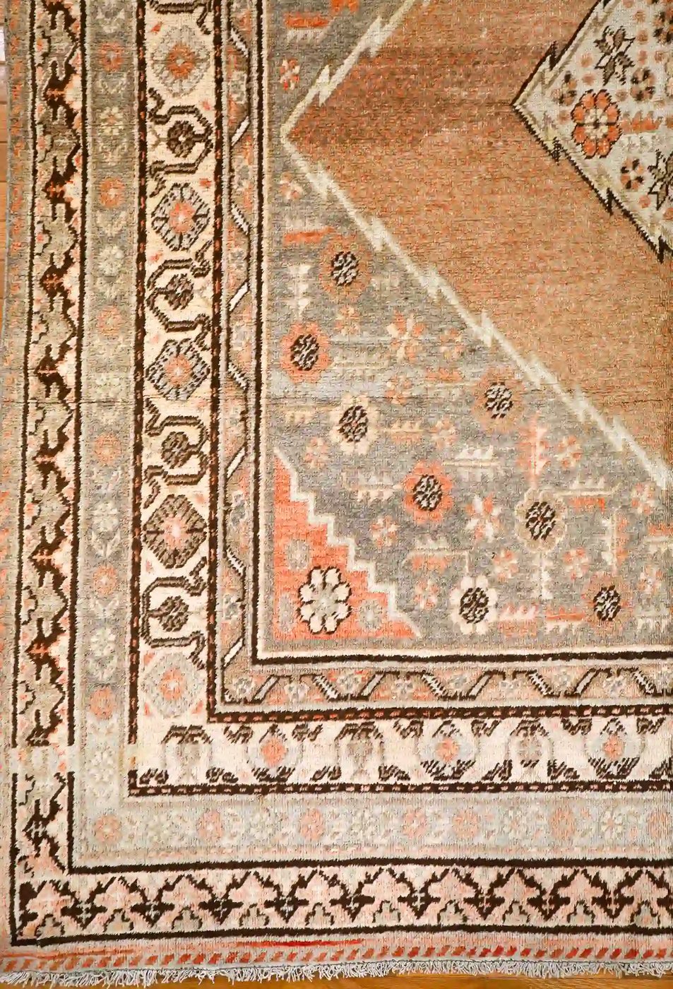 6′ x 12′ Gray Fine Hand-Knotted Central Asian Khotan Rug – Vintage Tribal Wool
