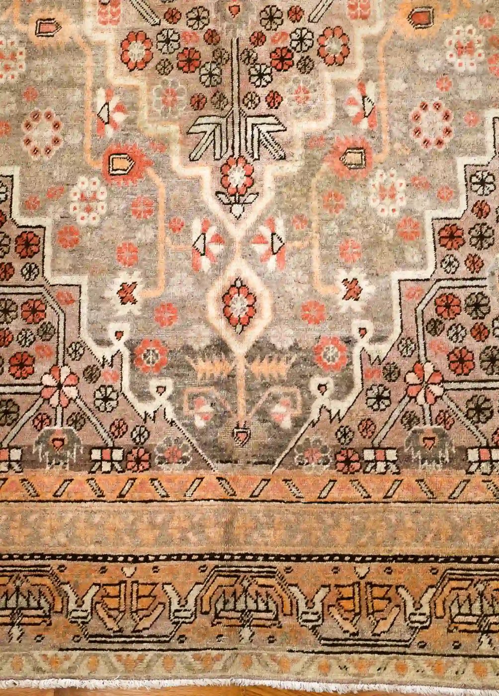 7′ x 12′ Gray Fine Hand-Knotted Central Asian Khotan Rug – Vintage Tribal Wool