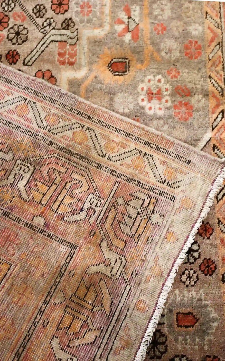 7′ x 12′ Gray Fine Hand-Knotted Central Asian Khotan Rug – Vintage Tribal Wool