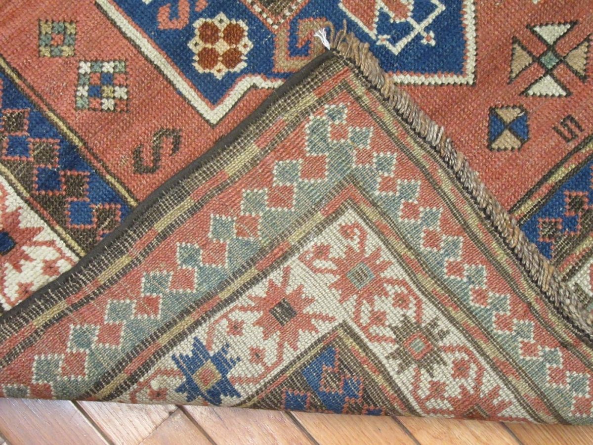 5′ x 8′ Antique Caucasian Kazak Rust Geometric Rug – Traditional Wool