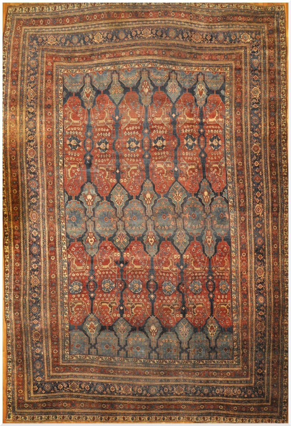 11′ x 18′ Red Fine Hand-Knotted Antique Persian Bidjar Rug – Traditional Wool