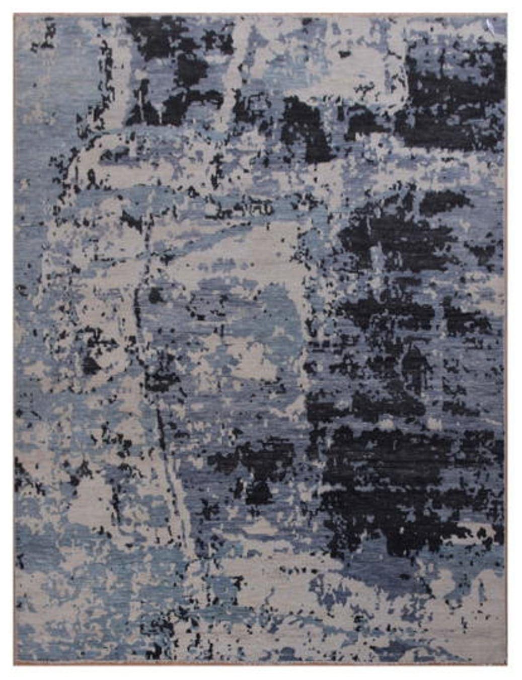 9′ x 12′ Blue Fine Hand-Knotted Indian Modern Design Rug – Contemporary Wool