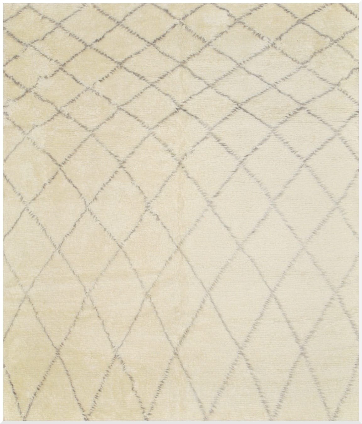 8′ x 10′ Beige Fine Hand-Knotted Indian Moroccan Style Rug – Contemporary Wool