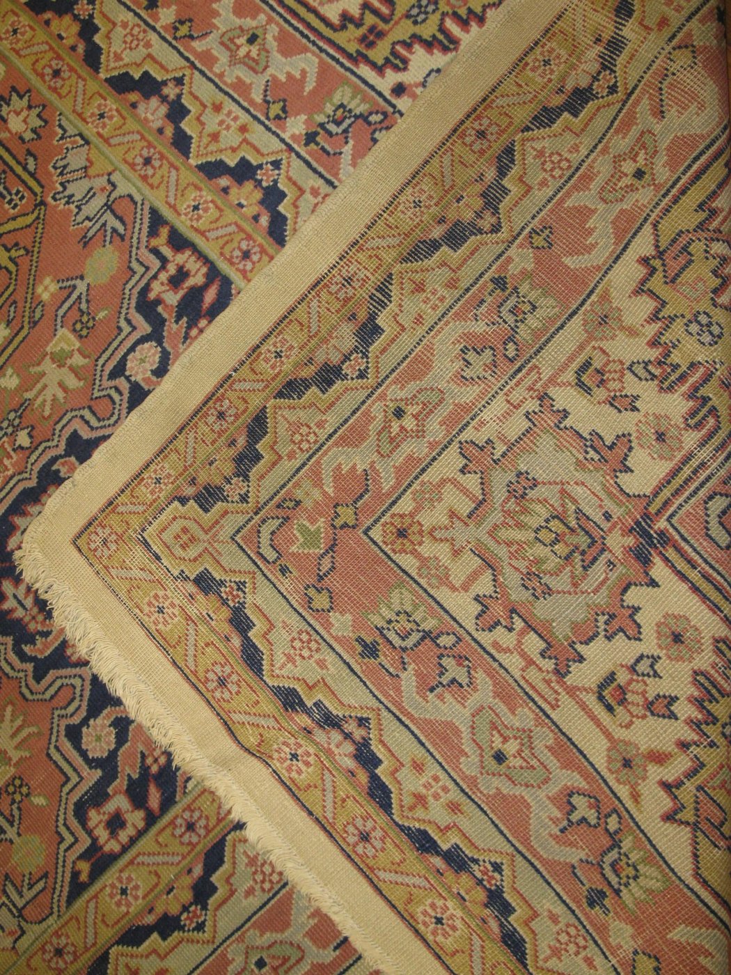 12′ x 17′ Turkish Sivas Beige Floral Medallion Rug – Antique Wool