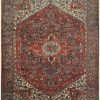 10′ x 13′ Red Fine Hand-Knotted Persian Vintage Heriz Rug – Traditional Wool