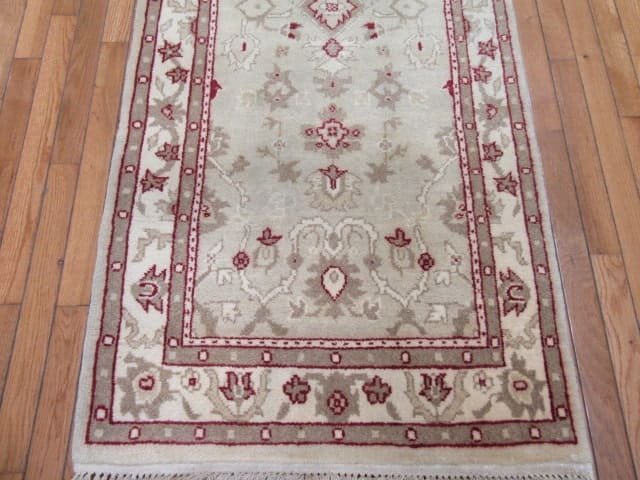 3′ x 11′ India Agra Light Blue Transitional Hall Runner – Hand Knotted