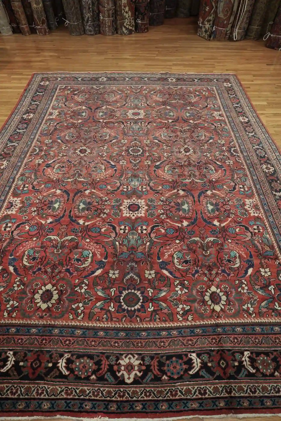 11′ x 14′ Red Fine Hand-Knotted Semi-antique Persian Mahal – Traditional Wool