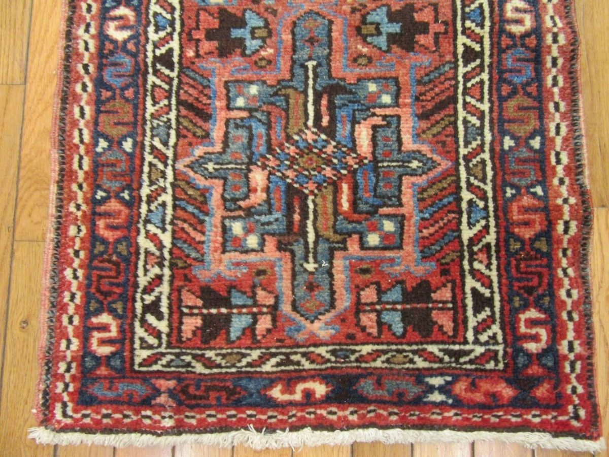 2′ x 11′ Red Vintage Persian Karajeh Runner – Hand Knotted - 3 2′ x 11′ Red Vintage Persian Karajeh Runner – Hand Knotted