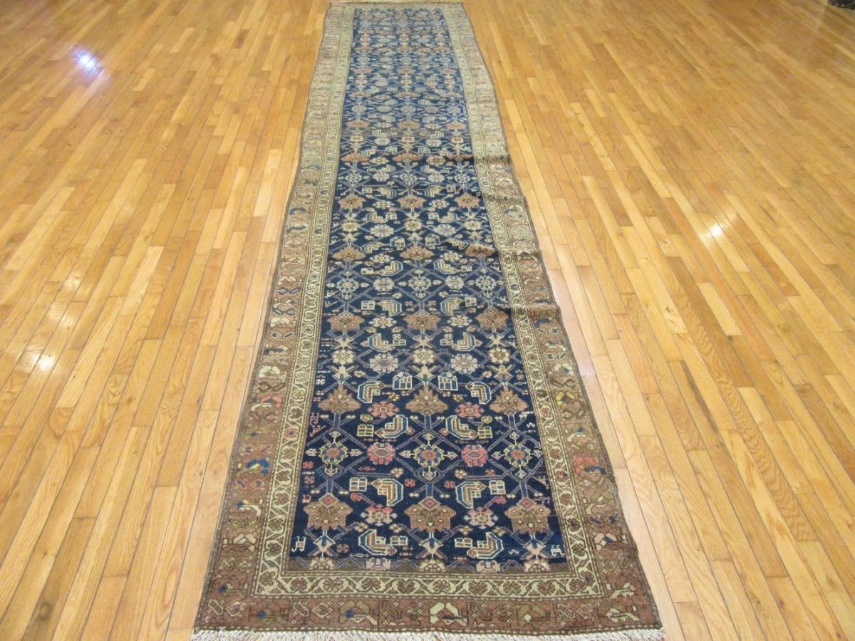 3′ x 14′ Antique Persian Malayer Runner Rug – Navy