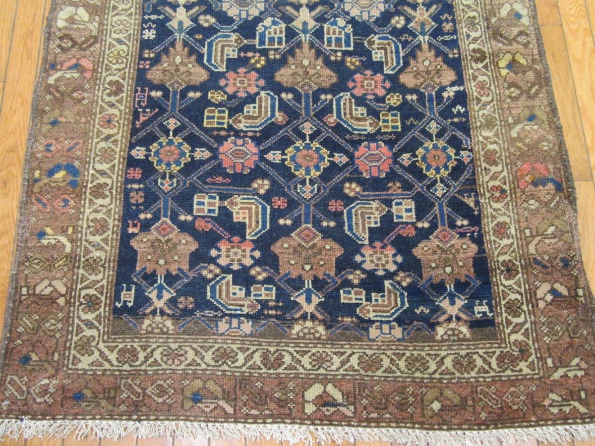 3′ x 14′ Antique Persian Malayer Runner Rug – Navy