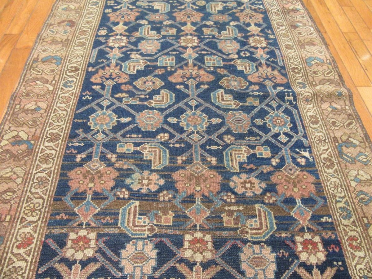 3′ x 14′ Antique Persian Malayer Runner Rug – Navy