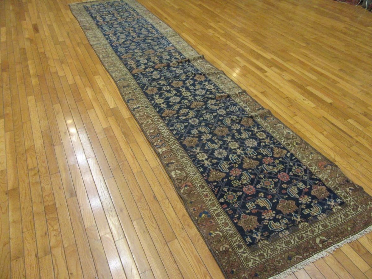 3′ x 14′ Antique Persian Malayer Runner Rug – Navy