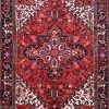 7′ x 10′ Red Fine Hand-Knotted Persian Heriz Rug – Traditional Wool