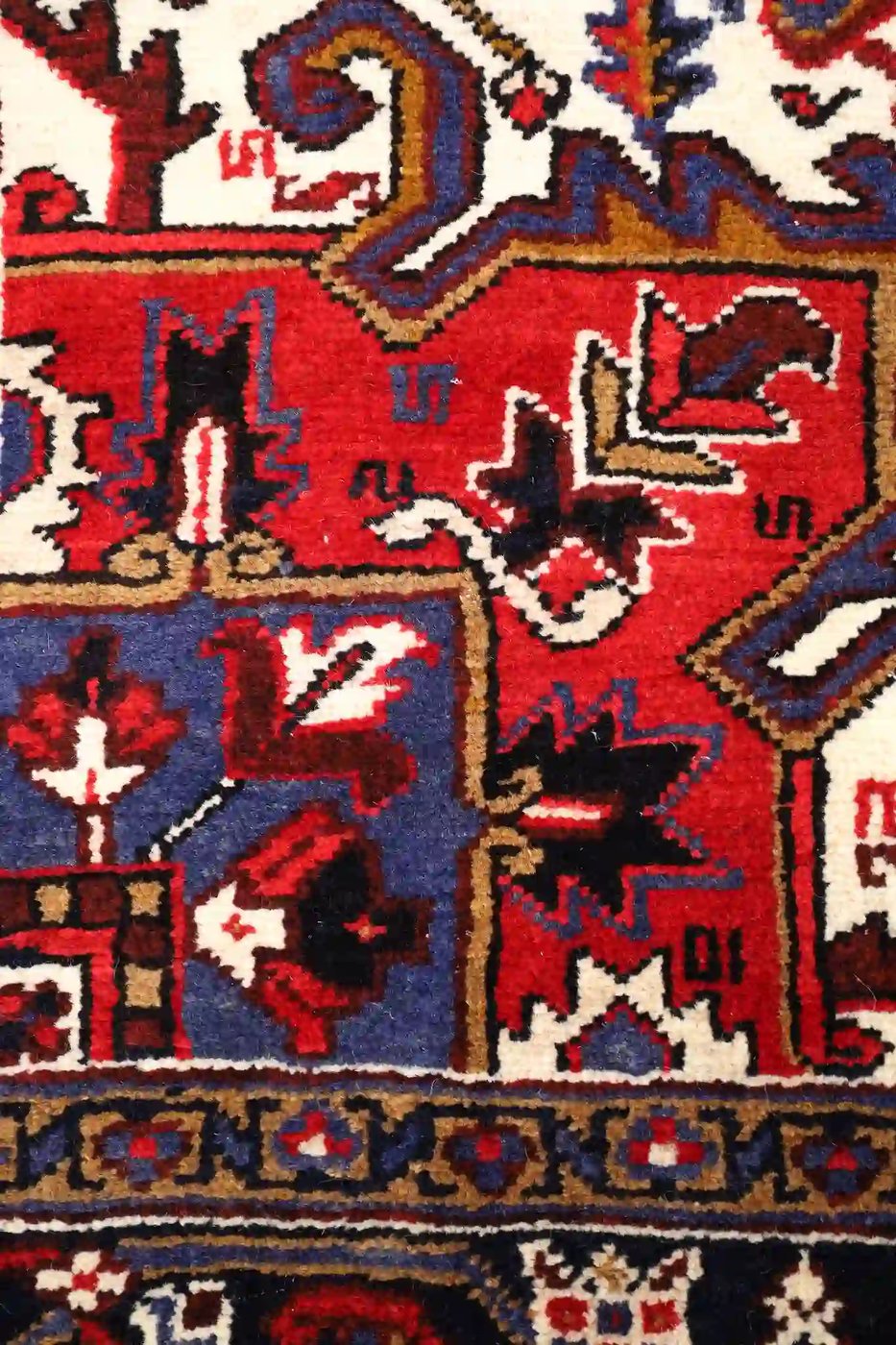 7′ x 10′ Red Fine Hand-Knotted Persian Heriz Rug – Traditional Wool