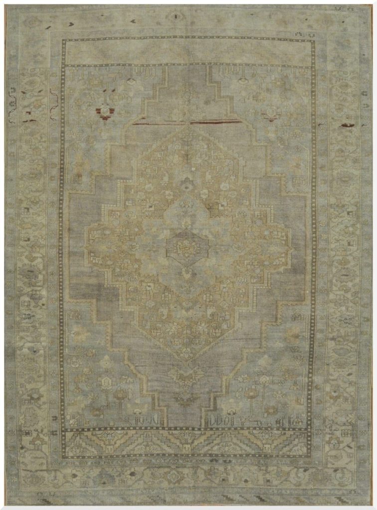7′ x 10′ Beige Fine Hand-Knotted Turkish Antique Washed Oushak Rug – Transitional Wool
