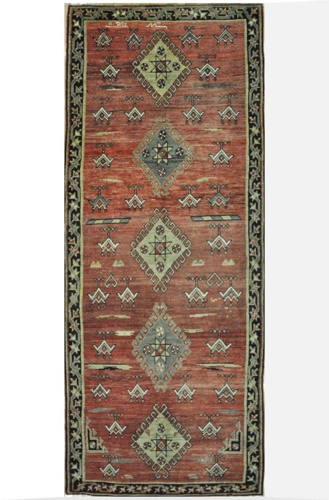 4′ x 11′ Red Fine Hand-Knotted Turkish Vintage Tribal Runner – Traditional Wool