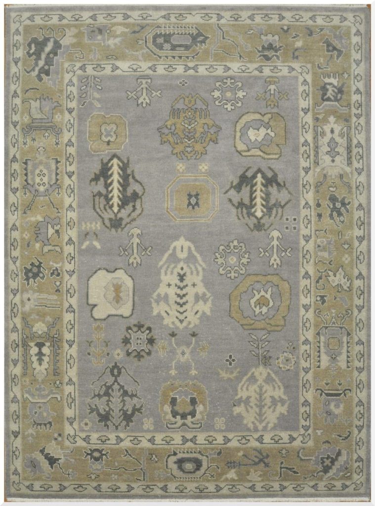 10′ x 14′ Grey Fine Hand-Knotted Indian Oushak Rug – Transitional Wool