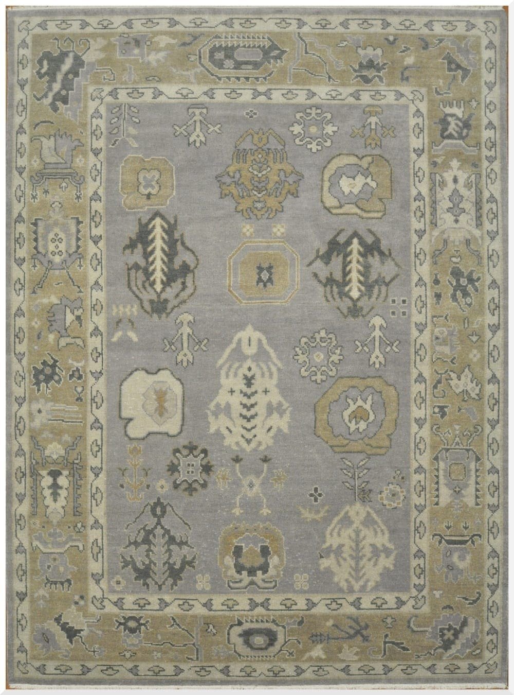 10′ x 14′ Grey Fine Hand-Knotted Indian Oushak Rug – Transitional Wool
