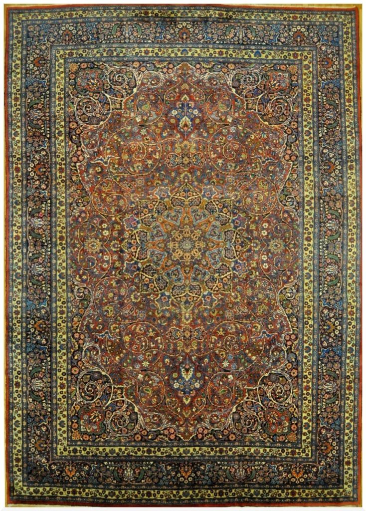 12′ x 17′ Rust Fine Hand-Knotted Semi-Antique Persian Khorasan Rug – Traditional Wool