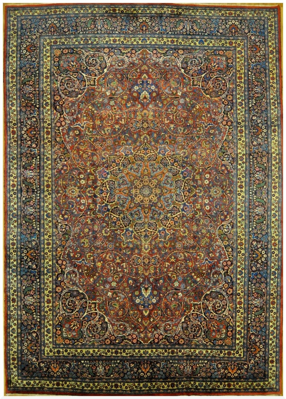 12′ x 17′ Rust Fine Hand-Knotted Semi-Antique Persian Khorasan Rug – Traditional Wool