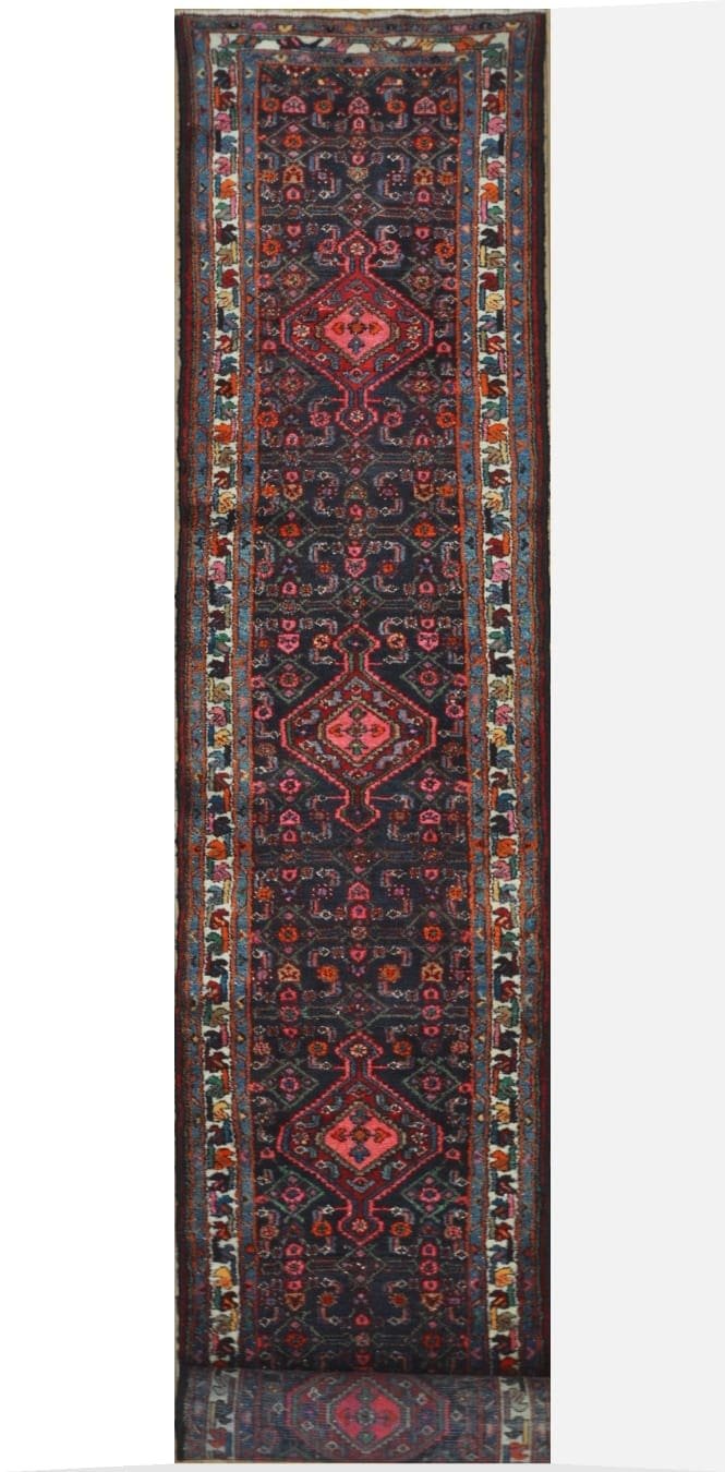 3′ x 18′ Red Fine Hand-Knotted Vintage Persian Runner Rug – Traditional Wool