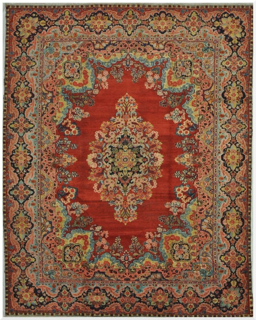 11′ x 14′ Red Fine Hand-Knotted Persian Mahal Rug – Traditional Wool