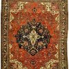 10′ x 12′ Red Fine Hand-Knotted Persian Antique Sarouk Farahan Rug – Traditional Wool