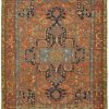10′ x 13′ Rust Fine Hand-Knotted Persian Antique Serapi Rug – Traditional Wool