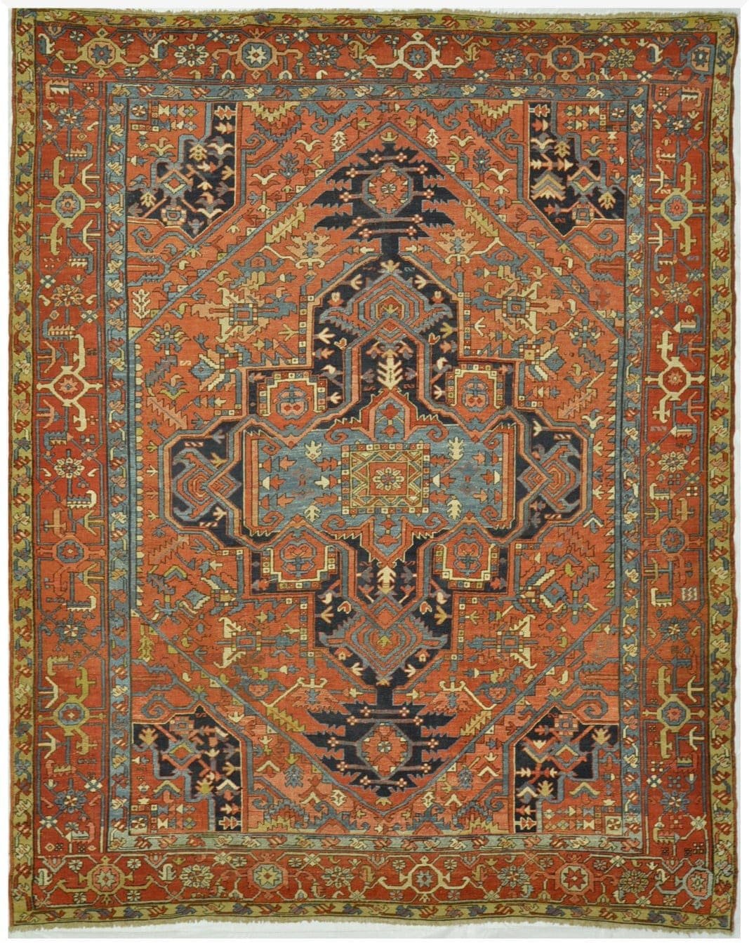 10′ x 13′ Rust Fine Hand-Knotted Persian Antique Serapi Rug – Traditional Wool