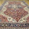 11′ x 19′ Hand-Knotted Persian Heriz Serapi Rug – Rust