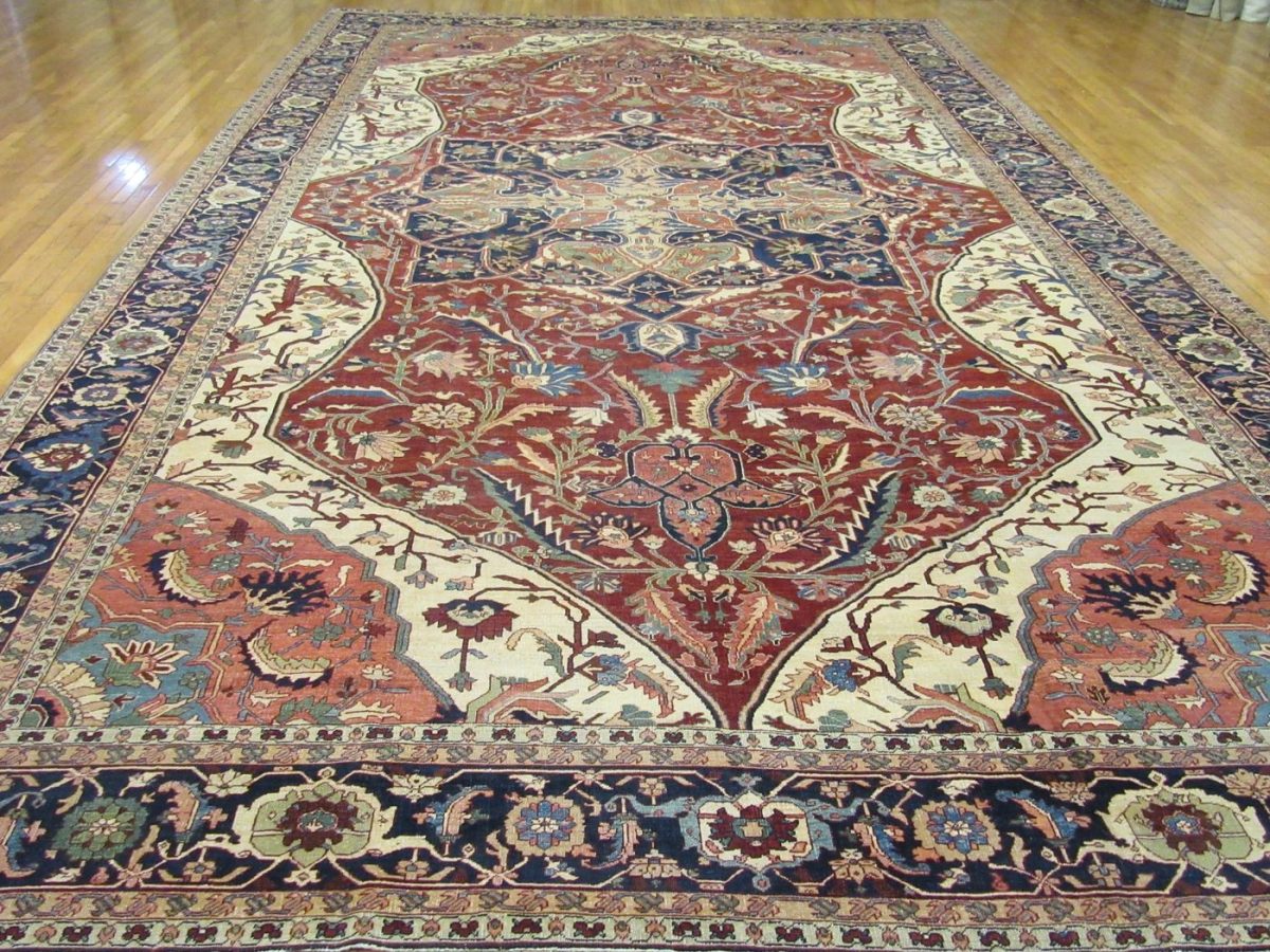 11′ x 19′ Hand-Knotted Persian Heriz Serapi Rug – Rust