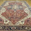 11′ x 19′ Hand-Knotted Persian Heriz Serapi Rug – Rust
