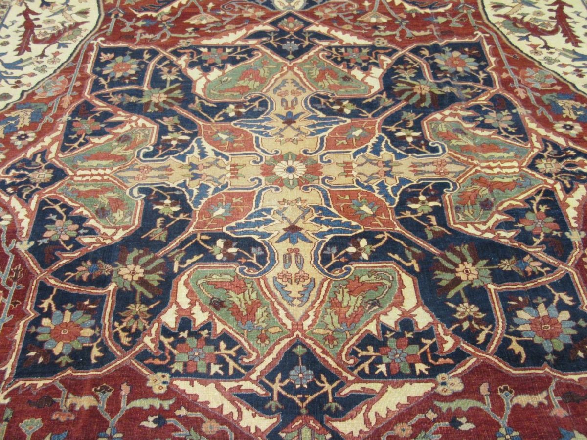 11′ x 19′ Hand-Knotted Persian Heriz Serapi Rug – Rust