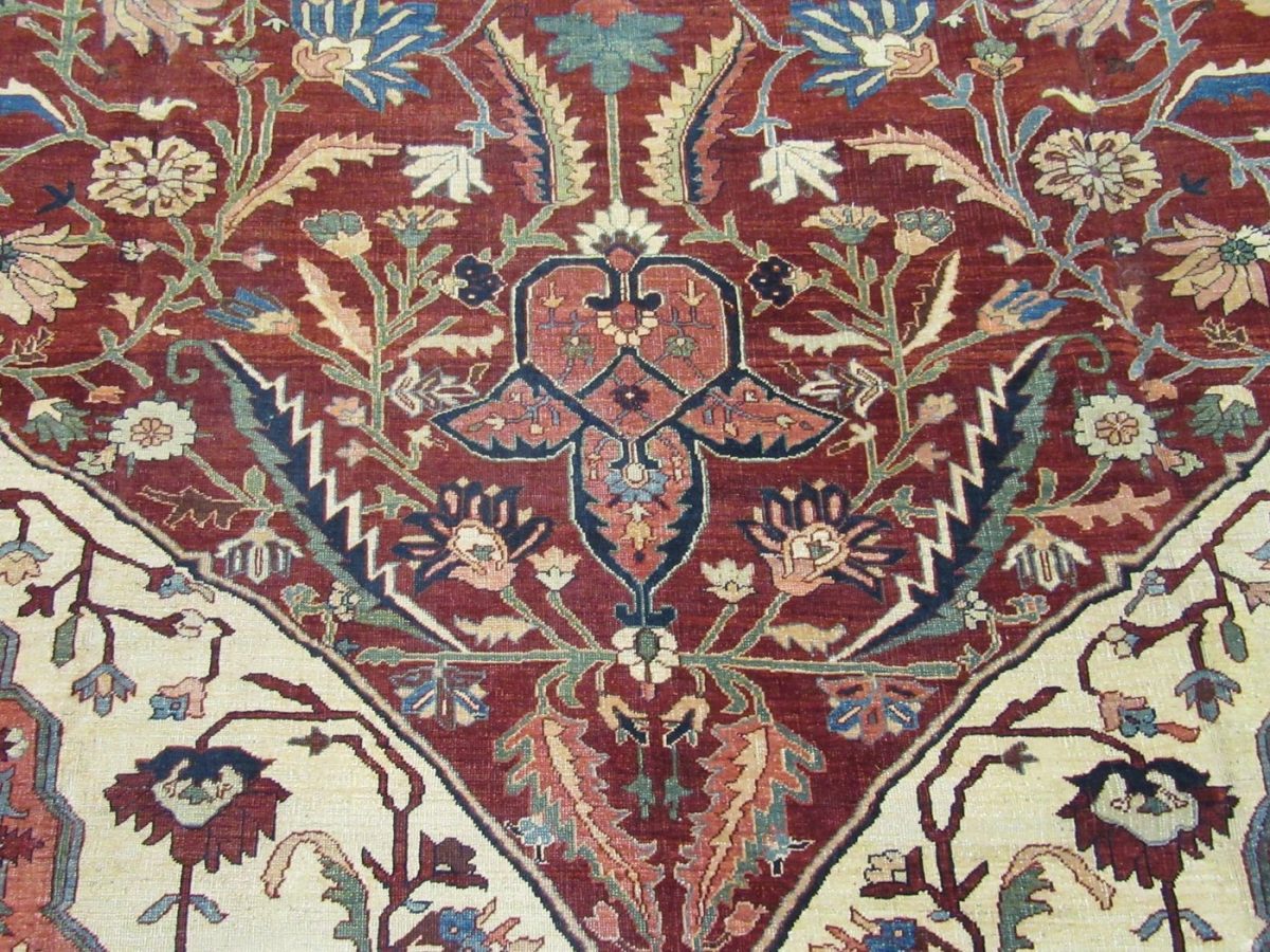 11′ x 19′ Hand-Knotted Persian Heriz Serapi Rug – Rust