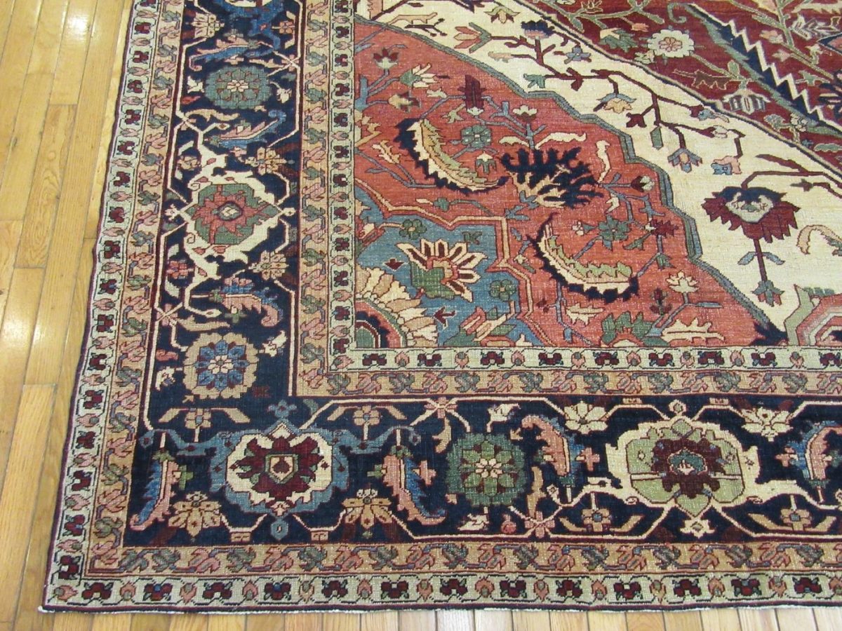 11′ x 19′ Hand-Knotted Persian Heriz Serapi Rug – Rust