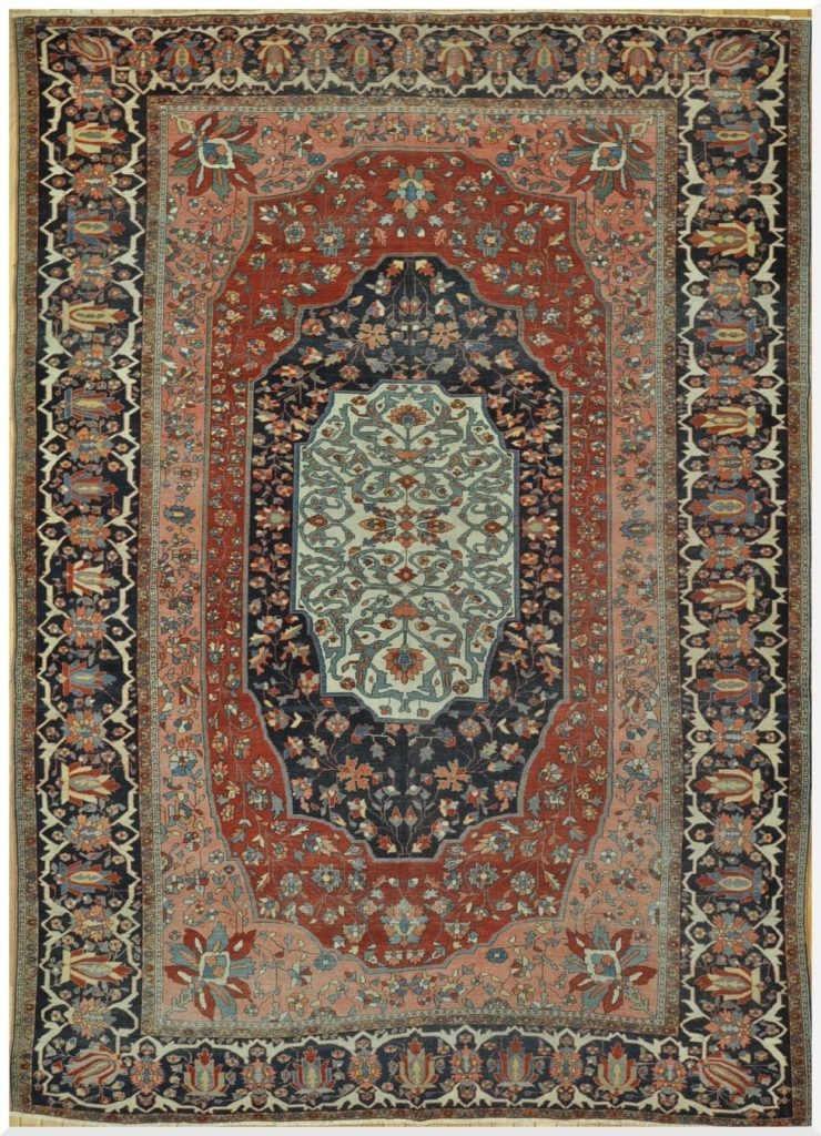 7′ x 10′ Red Fine Hand-Knotted Persian Antique Sarouk Farahan Rug – Traditional Wool 7′ x 10′ Red Fine Hand-Knotted Persian Antique Sarouk Farahan Rug – Traditional Wool