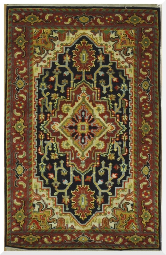 3′ x 5′ Red Fine Hand-Knotted Indian Serapi Design Rug – Traditional Wool