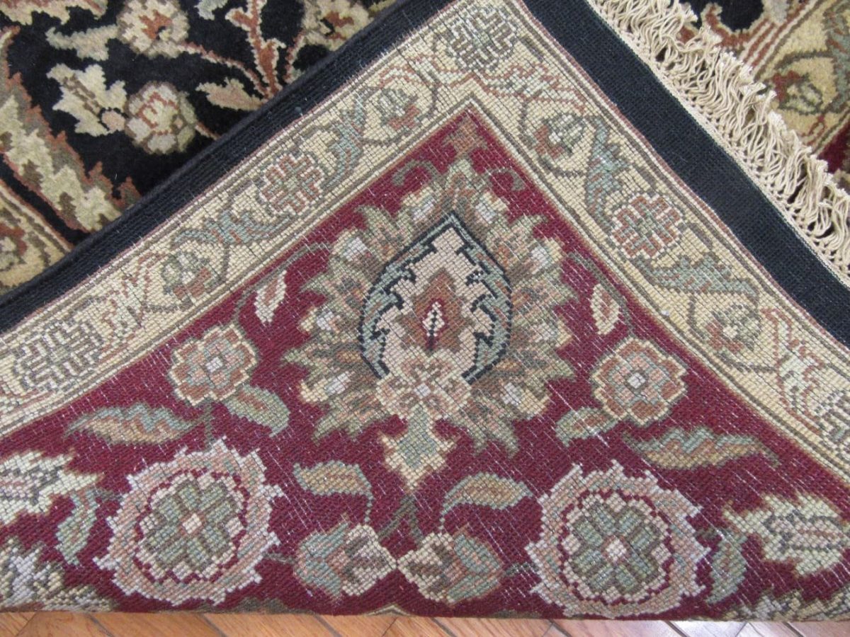 9′ x 12′ Handmade India Oriental Rug – Black & Burgundy