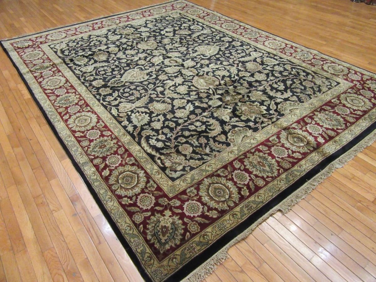 9′ x 12′ Handmade India Oriental Rug – Black & Burgundy