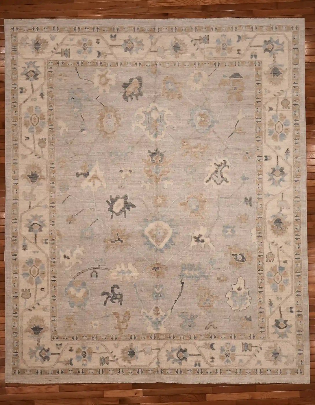 8′ x 10′ Beige Fine Hand-Knotted Afghan Oushak Rug – Traditional Wool