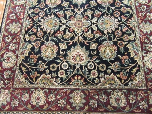 5′ x 7′ Black Fine Hand-Knotted New India Tabriz Design Rug – Traditional Wool