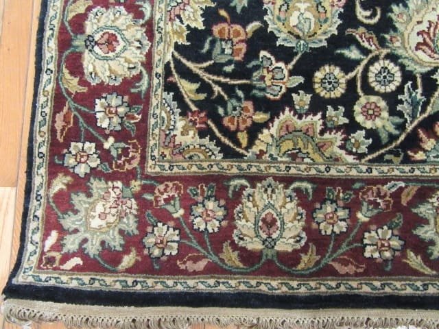 5′ x 7′ Black Fine Hand-Knotted New India Tabriz Design Rug – Traditional Wool