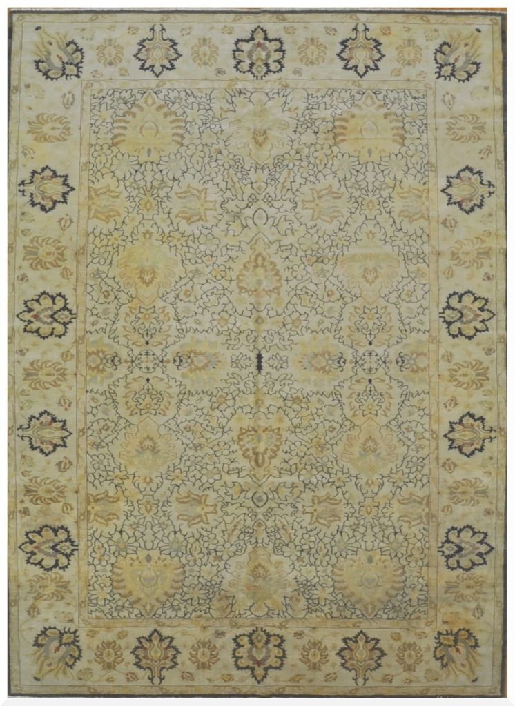 9′ x 13′ Beige Fine Hand-Knotted Egyptian Vintage Oriental Rug – Transitional Wool